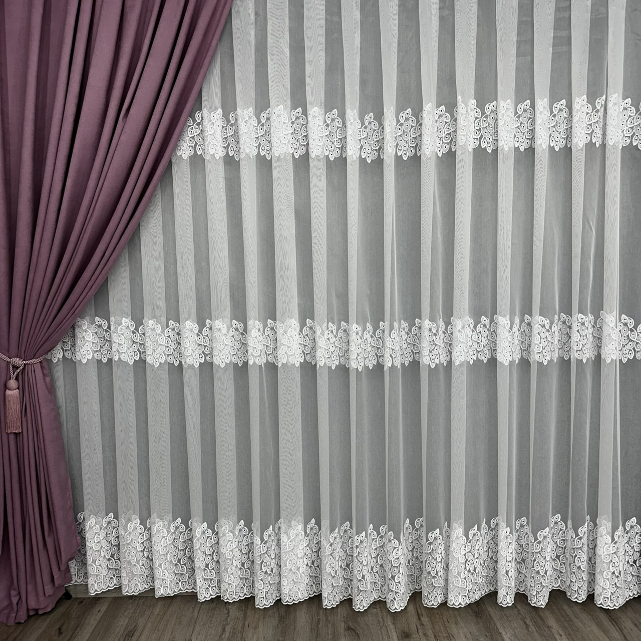 Бамбукова тюль №7609 у вітальню, спальню на відріз