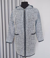 Жіночий кардиган з чорними вставками на блискавці з капюшоном 54/56 р