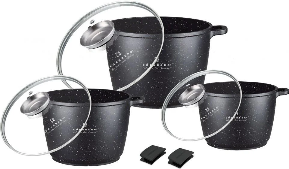 Набір кухонного посуду (відказанов) 6 предметів 6.2/10/13 л Edenberg EB-8189 з антипригарним покриттям, фото 1