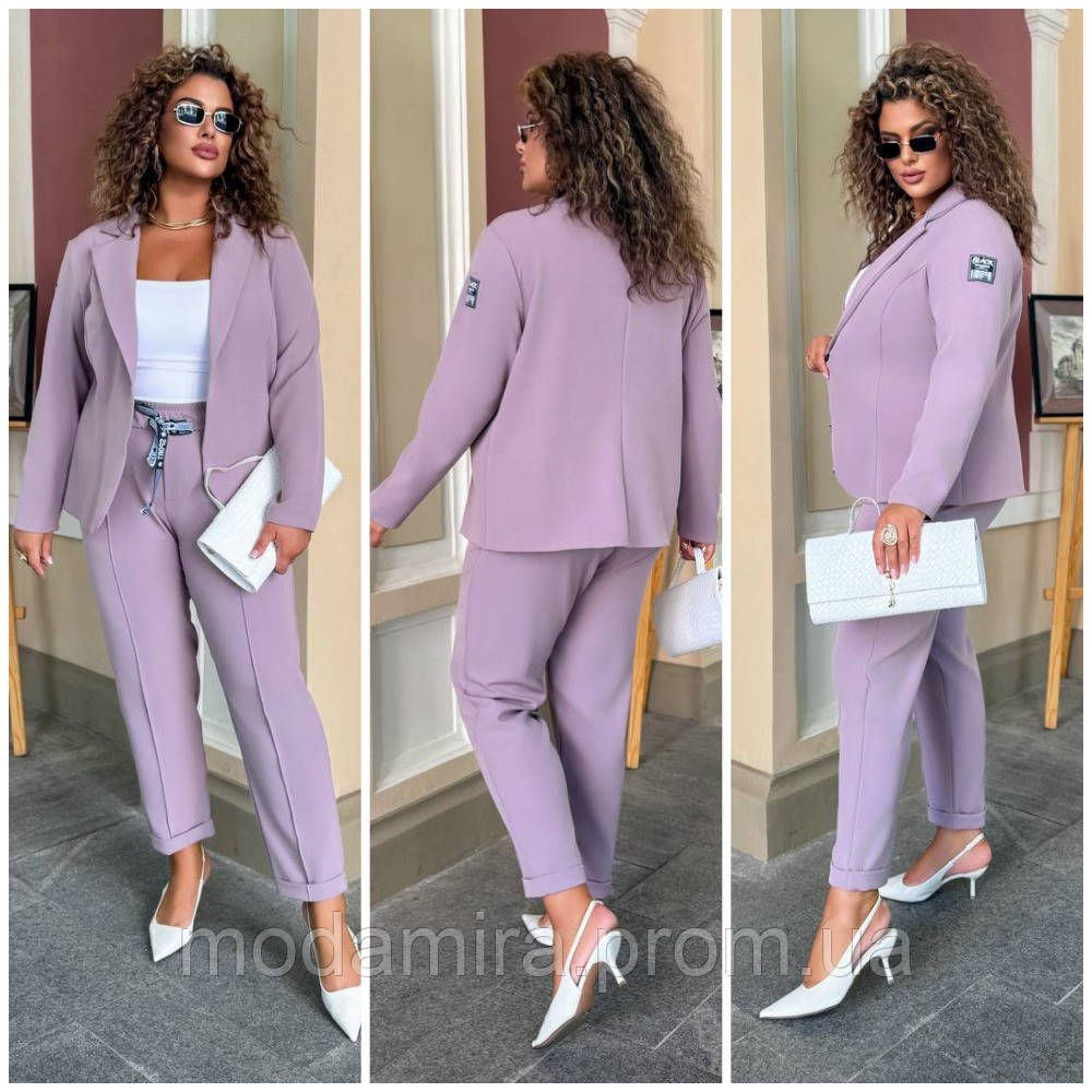 Женский брючный костюм большого размера пиджак и брюки р-46-48, 50-52, 54-56, 58-60 - фото 1 - id-p2719492453