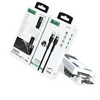 Кабель зарядки Avantis Type-C - iPhone, чорний, круглий тканинна обплетення, QC, PD для 1м, 3.0А 20W