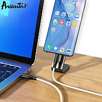 Кабель зарядки Avantis Type-C - Type-C, білий, круглий силіконове обплетення, QC, для 1м, 3.0А 60W