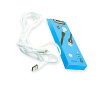 Кабель зарядки Avantis USB - iPhone, білий, плоский силіконове обплетення Plane для 2м, 2.0А