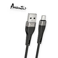 Кабель зарядки Avantis USB - Micro USB, чорний, круглий силіконове обплетення для 1м, 2.4А 295238