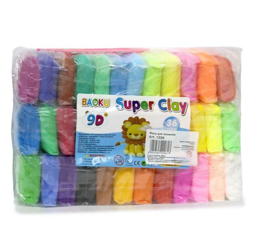 Маса для ліплення «WB» 36 кольорів × 10 г у пакеті зі стеками, фото 1