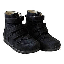 Ортопедичні високі кросівки  652 з чорної замші – дитячі розміри 23–35