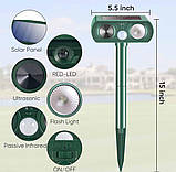 Модернізований сонячний репелент для тварин Ультразвуковий відлякувач шкідників Водонепроникний PIR Detectio, фото 5