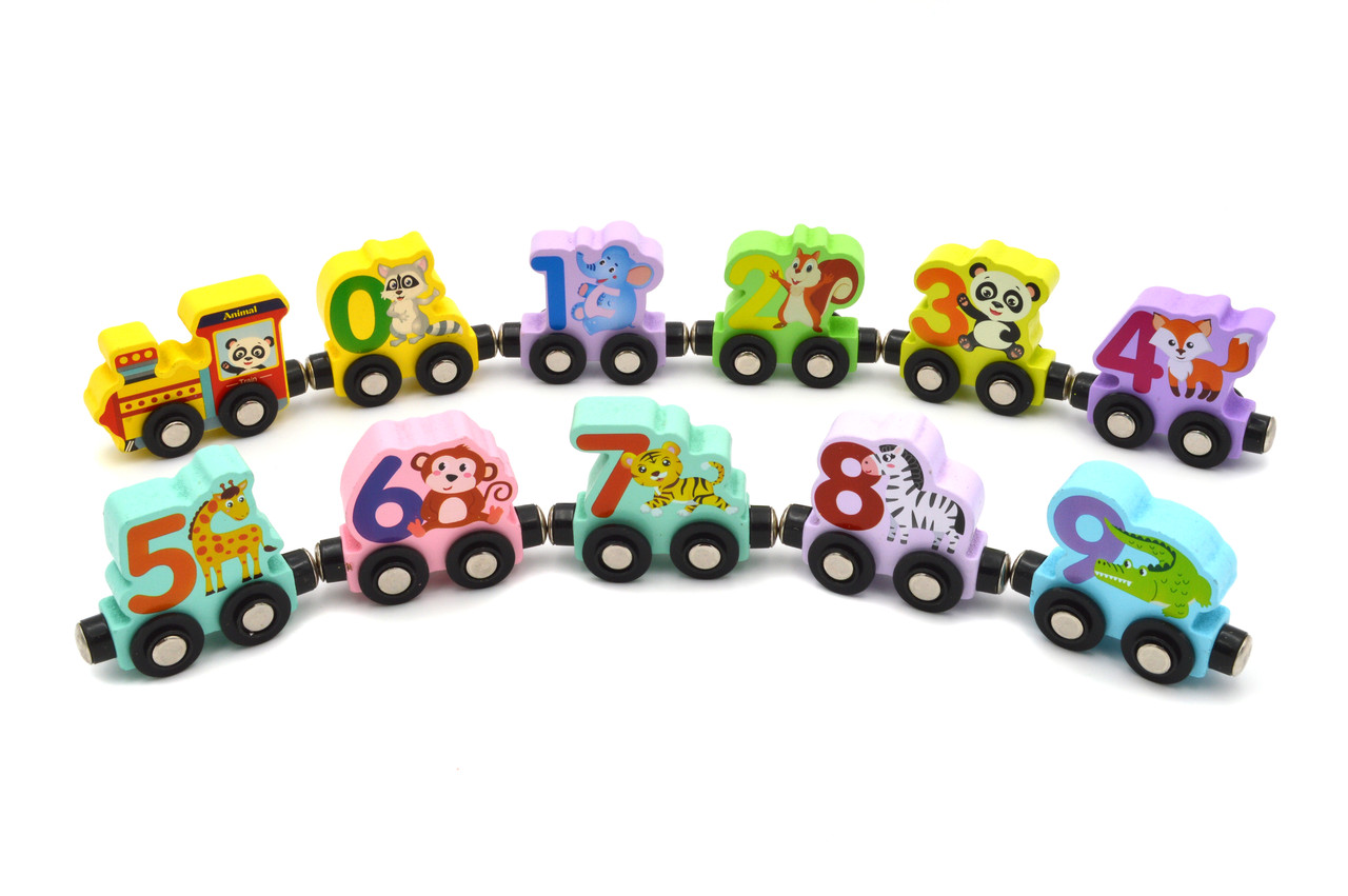 Поїзд дерев'яний на магнітах 73218 вагончики з цифрами, фото 1