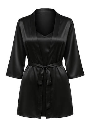 Пеньюар із халатом Атлас XS Tingmei чорний