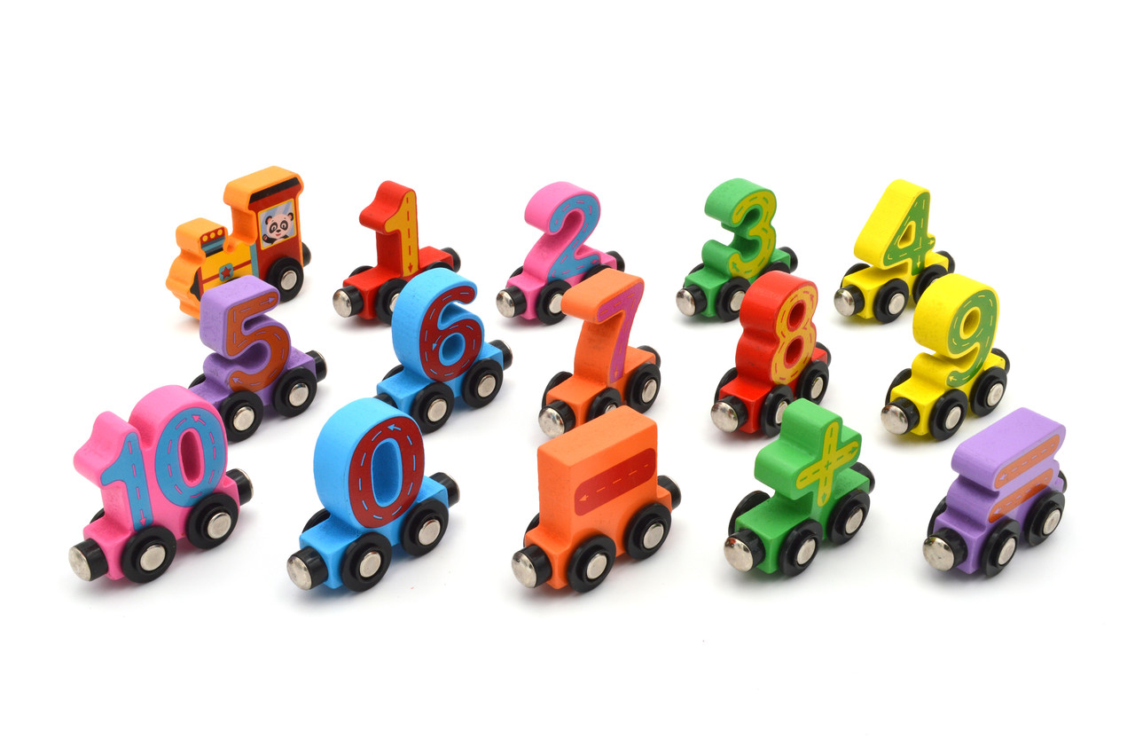 Поїзд дерев'яний на магнітах 74241 вагончики з цифрами, фото 1