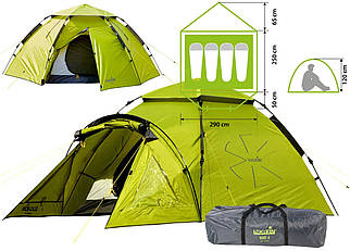 Чотиримісний намет Norfin Hake 4 | Двошарова автоматична палатка з 2 тамбурами і 2 входами для туризму/кемпінгу/риболовлі