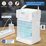 Портативний кондиціонер з вентилятором, об'ємом 1100 мл, 3 швидкісними режимами, персональний вентилятор з 7 світлодіодами, фото 2