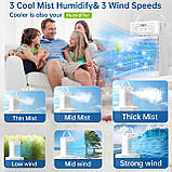 Портативний кондиціонер з вентилятором, об'ємом 1100 мл, 3 швидкісними режимами, персональний вентилятор з 7 світлодіодами, фото 5