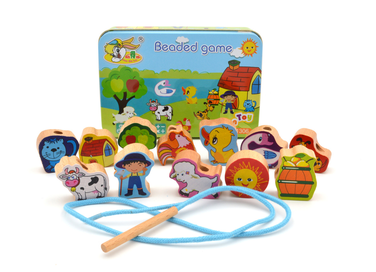 Шнурівка дерев'яна 74546 ферма, фото 1