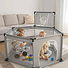 Дитячий манеж з кільцем для м'ячиків, Сірий / Манеж-ігровий майданчик / Інтерактивний манеж для дітей, фото 2