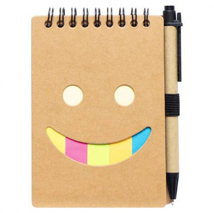 Блокнот А6 на спіралі 64 аркуша з набором стікерів та ручкоюJX005 KNZ, фото 1