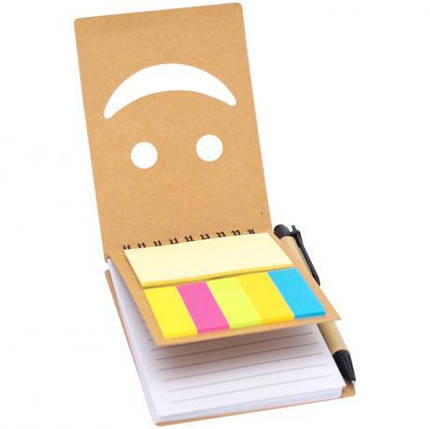 Блокнот А6 на спіралі 64 аркуша з набором стікерів та ручкоюJX005 KNZ, фото 2