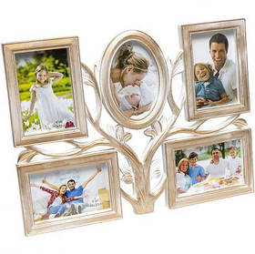 Фоторамка-колаж біла з позолотою на 5 фотографій JK-25, 44х33см KNZ