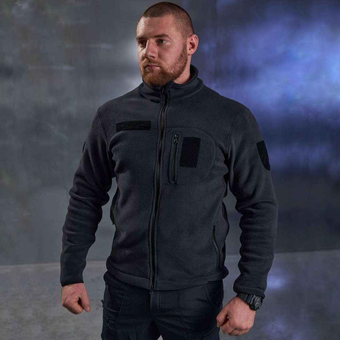 🔥 Кофта флісова "Polartec" (Синя) тактична кофта, кофта ДСНС, для пожежників та рятувальників, фото 1