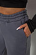 Спортивні штани жіночі на флісі, колір темно-сірий, 238R58641-1, фото 5