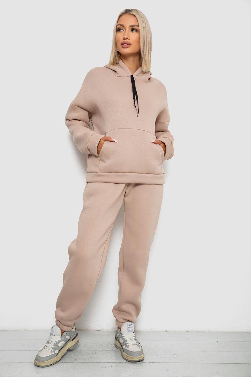 Спортивний костюм жіночий на флісі, колір світло-бежевий, 238R5726, фото 1