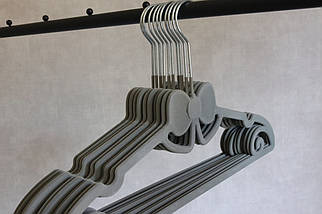 Вішалка для одягу з велюровим покриттям набір 10 шт 101072/grey, фото 2