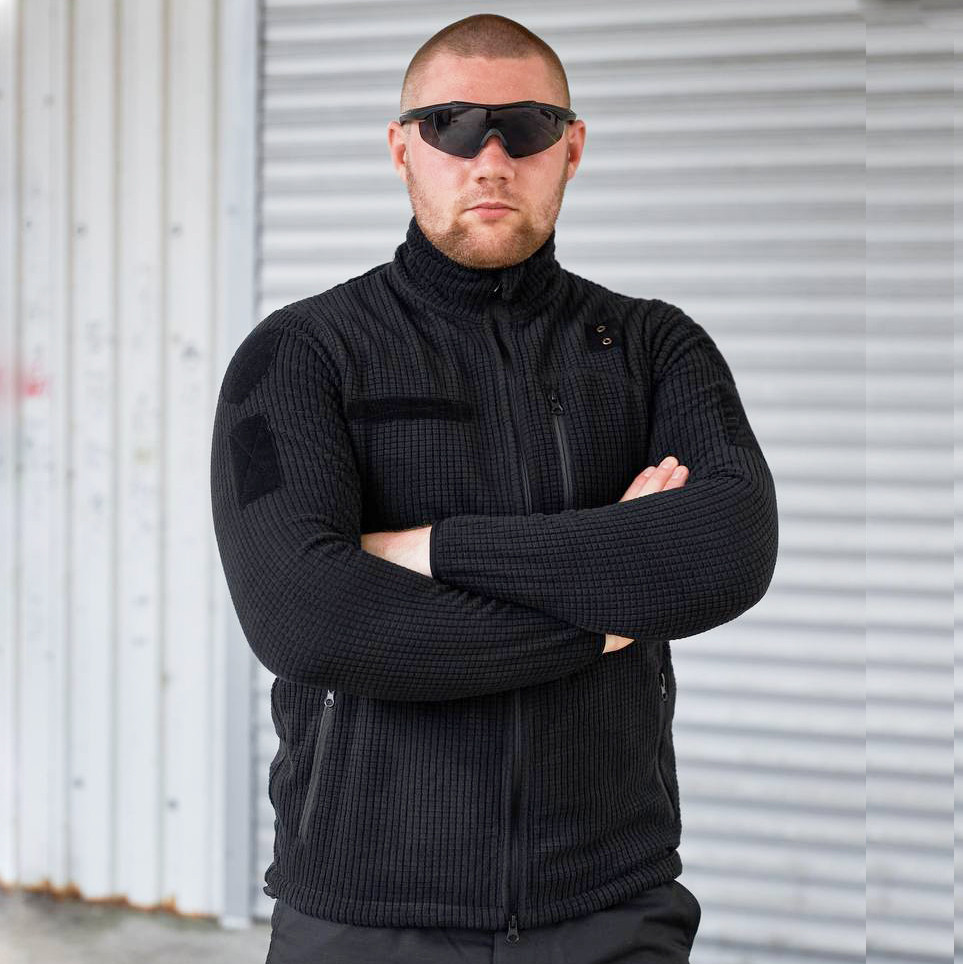 🔥 Кофта флісова "Вафелька" (Чорна) тактична кофта, фліска нацполіції, поліцейська, фото 1