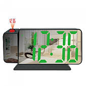 Цифровий годинник настільний із проєкцією VST-900-4 з датчиком температури, зелений LED-дисплей