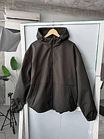 Чоловіча куртка-вітровка хакі осіння весняна на підкладці, Демісезонна легка вітровка кольору хакі плащівка з капюшоном