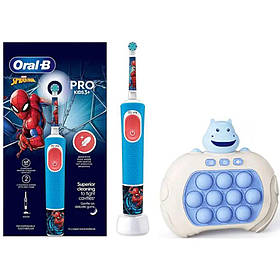 Електрична зубна щітка Oral-B D103.413.2K Vitality Pro Kids Spider-Man + електронний поп іт бегемотик