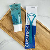 Набір для чищення язика (гель Miradent Tong Clin, 50 мл+скребок для язика Curaprox, дві дуги), зелений