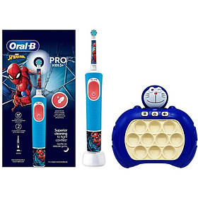 Електрична зубна щітка Oral-B D103.413.2K Vitality Pro Kids Spider-Man + електронний поп іт котик синій