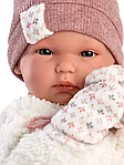 Вінілова Іспанська Новонароджена Лялька Пупс 35 см Llorens М'яка Силіконова Дівчинка в Шапці і з Пледом, фото 3
