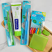 Набір для брекетів (паста Vitis Ortho 100 мл+щітка Tepe Ortho+щітка Тепе Tuft, йоршики, кейс, ковпачок Tepe)