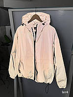 Чоловіча рефлективна куртка-вітровка сіра весняна на підкладці, Осіння світловідбивна вітровка сірого кольору на плащівці