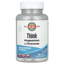Магній L-треонат, Magnesium L-Threonate, KAL, для мозку, 2000 мг, 60 таблеток