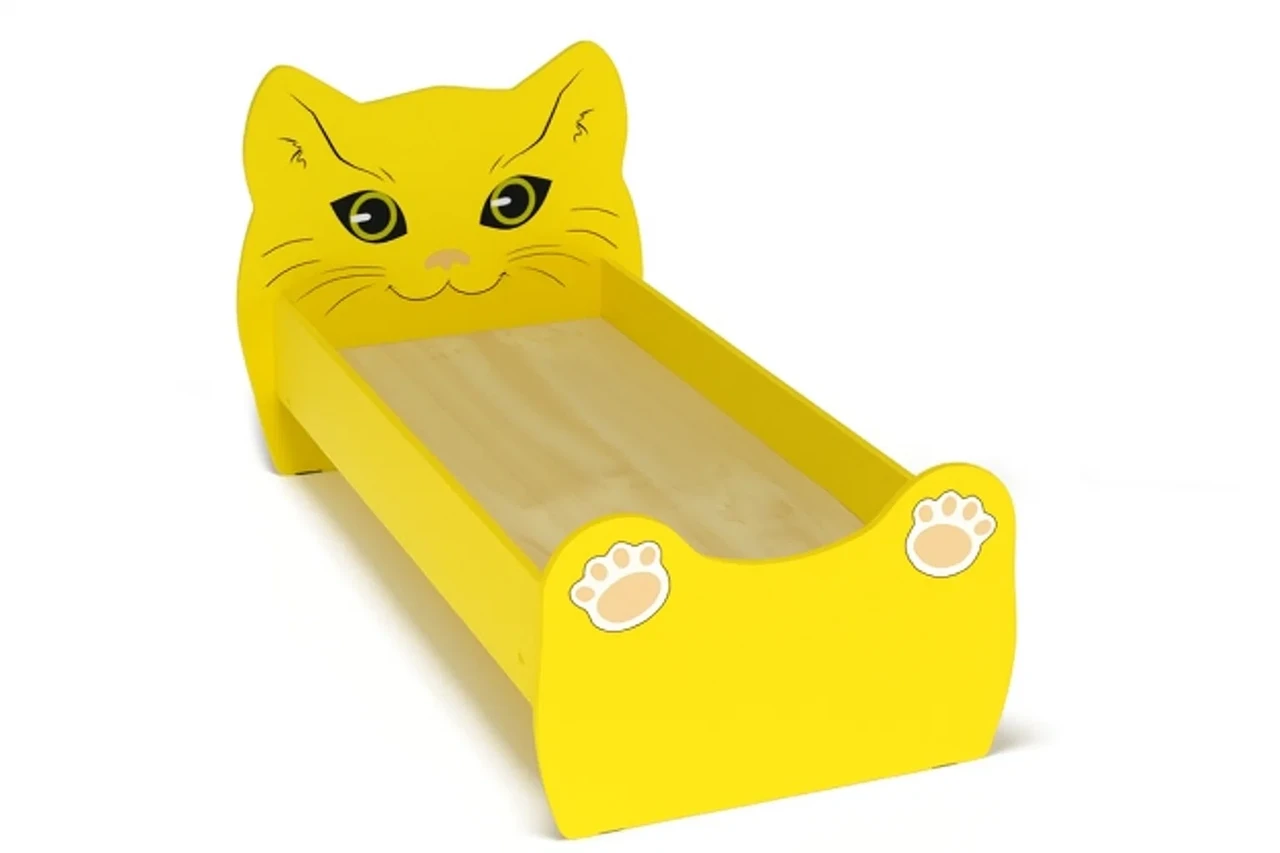 🛏️ Ліжко ясельне з бортиками «Кошеня» DS-29 з малюнком, фото 1