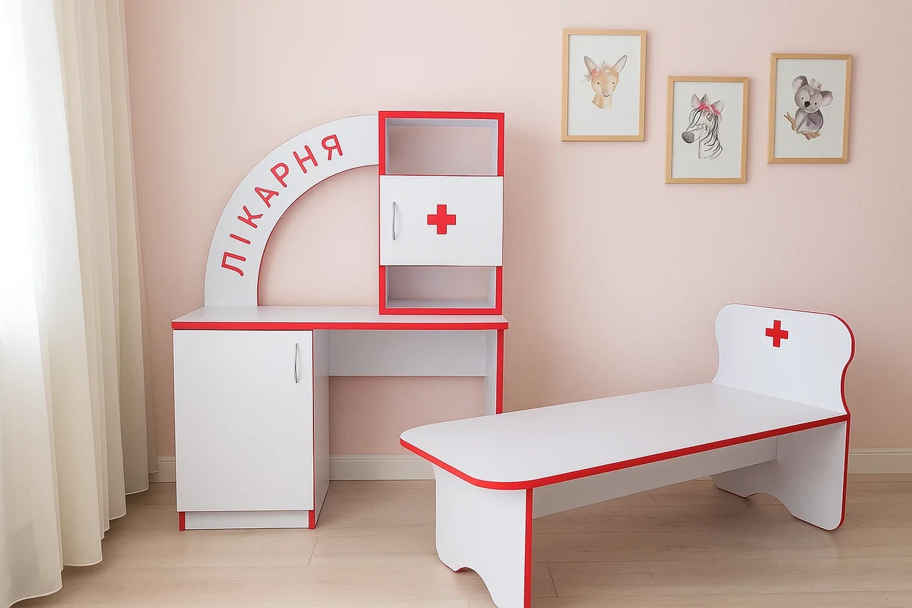 🏥 Дитяча ігрова стінка "Лікарня + Кушетка" DS-1156, фото 1