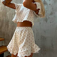 Жіночий комплект для дому та сну Lesko SM240426DHX6 M білий із сердечками футболка та шорти жіноча піжама 5 шт., фото 3