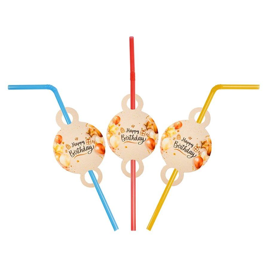 Соломинки святкові Happy Birthday Кульки 8 од