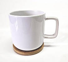 Чашка для сублімації з бамбуковою кришкою (костер) біла 400 мл