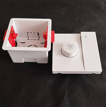 Димер вентилятора design plus білий + коробка монтажна, фото 1