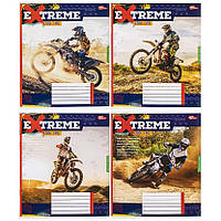 Зошит шкільний 24 аркуша лінія, серія "Екстремальний мотокрос 2", білизна 100%