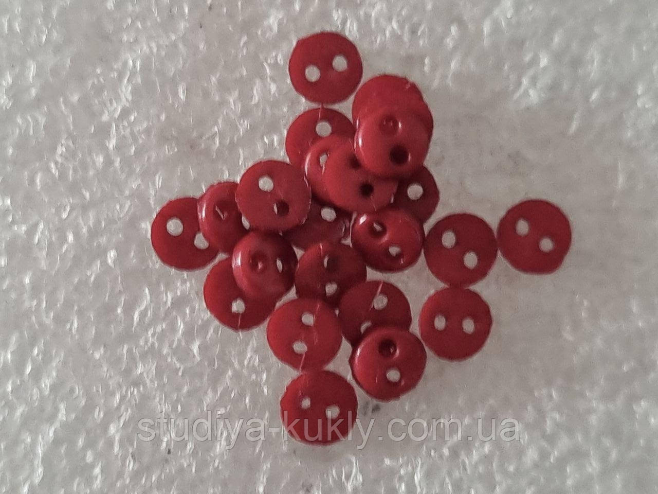 Гудзик для ляльок мікро, 4 мм, № 4.37 темно-червоного відтінку., фото 1