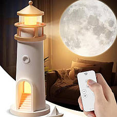 Музичний нічник-проектор у вигляді маяка з проекцією місяця "MG-AD8" з датчиком рух білий, фото 2