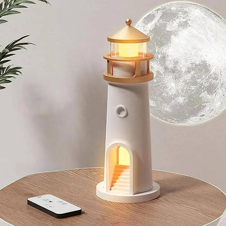 Музичний нічник-проектор у вигляді маяка з проекцією місяця "MG-AD8" з датчиком рух білий, фото 1