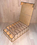 Дерев'яна коробка скринька органайзер для грошей з перегородками та кришкою дерево, фото 2