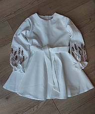 Вишита сукня для дівчаток білого кольору із вишитими колосками розміри 116-128, фото 3