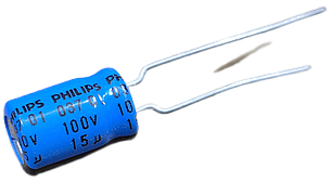 15mkf - 100v  (серія DD 037 01) 8*10  PHILIPS, 85°C конденсатор електролітичний