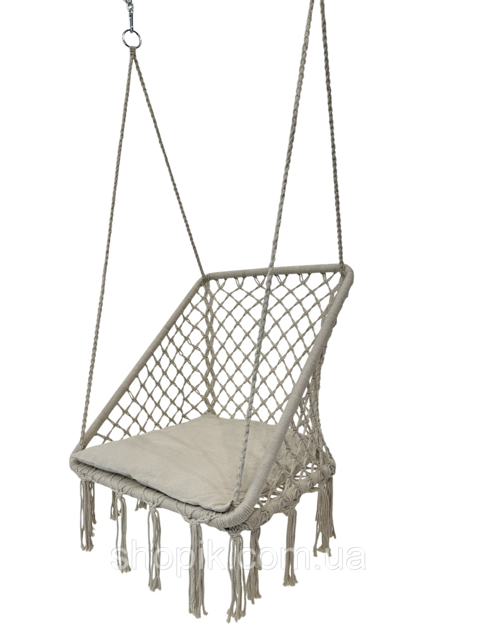Підвісне квадратне крісло для саду + подушка WCG Плетена квадратна садова гойдалка із подушкою Білий, фото 1